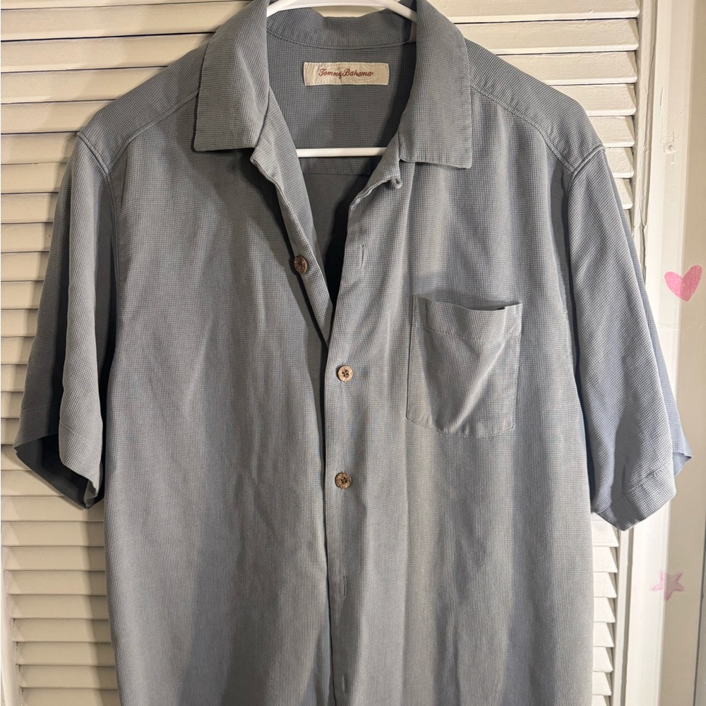 Tommy Bahama Gray Silk Blend Button Up Shirt Men’s M